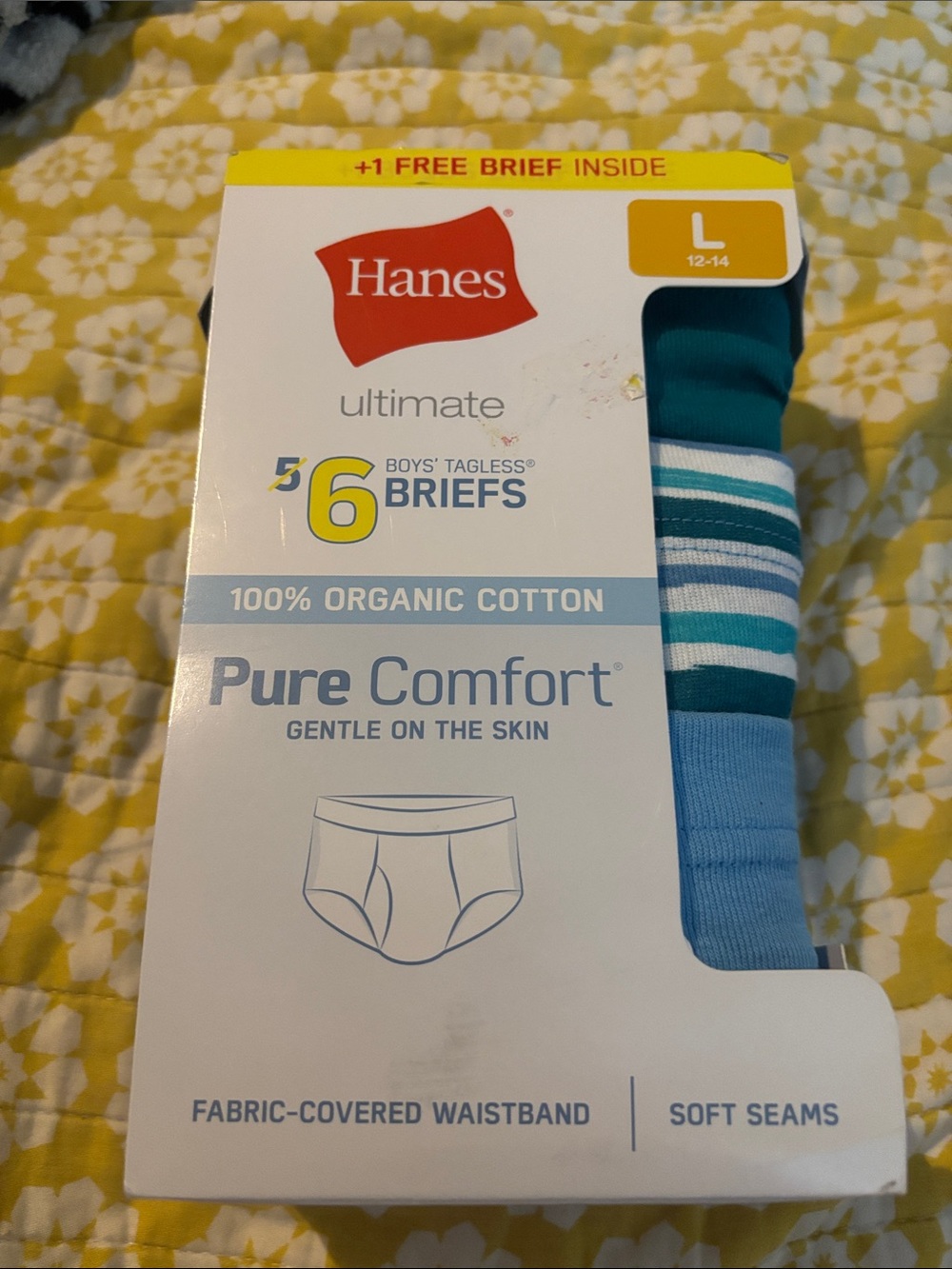 NWT Hanes Pure Comfort Boys' Briefs Pack - Teal, Light Blue, White